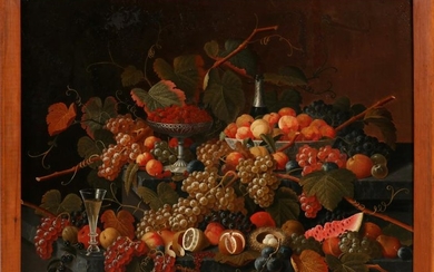 SEVERIN ROESEN, OIL ON CANVAS, FLOWERS AND FRUIT