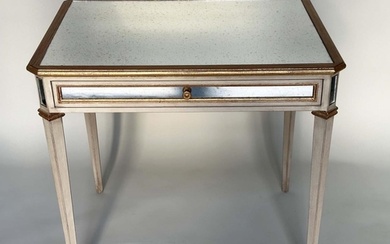 SIDE TABLE, Italian grey painted, parcel gilt and mirror pan...