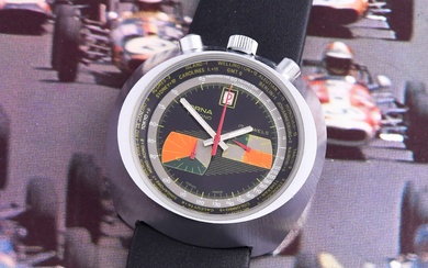SORNA (CHRONOGRAPHE BULLHEAD / WORLD TIME RÉF. 2692), vers 1970 Rare chronographe de pilote dit...