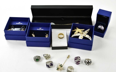 SWAROVSKI; a quantity of jewellery including seven sterling silver and...