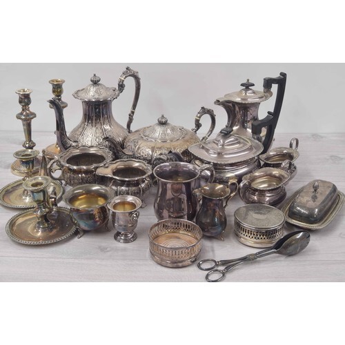 Selection of silver plated table wares including four piece ...
