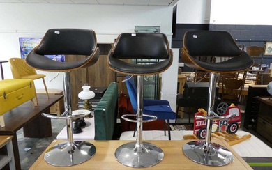 Set of 3 reproduction Eames style bar height stools on...