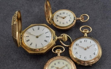 Set of 4 14k pink gold ladies pocket watches