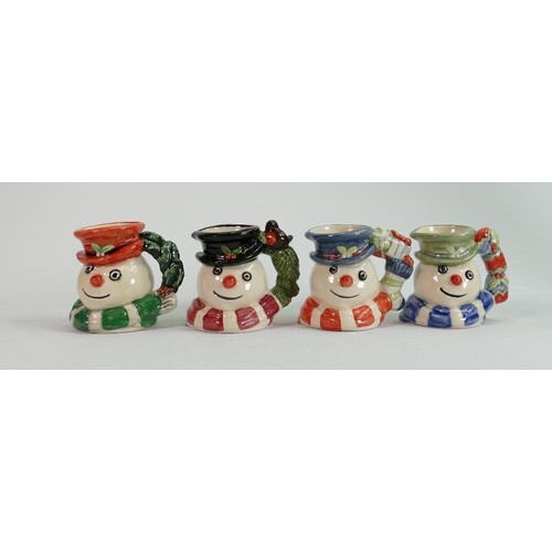 Set of Royal Doulton miniature snowman: character jugs in di...