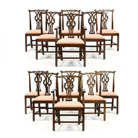 Set of Twelve Chippendale Style Dining Chairs