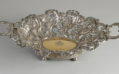 Silver dish, 812/000, openwork oval model with curls