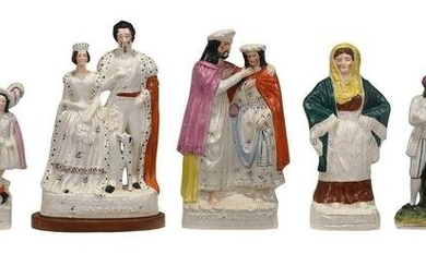 Six Staffordshire Flatback Figures