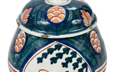 Small Dutch Delftware Polychrome Covered Jar