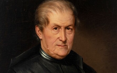 Spanish school; circa 1820. "Portrait of a clergyman. Oil on canvas. Relined