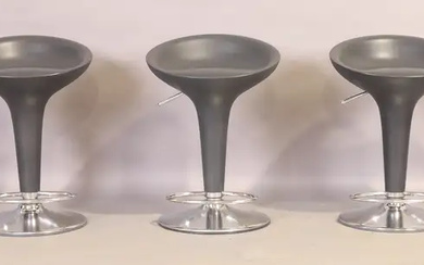 Stefano Giovannoni (b.1954) for Magis, three 'Bombo' adjustable bar stools, c.2000s, chrome...
