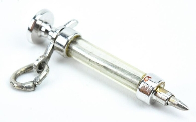 Sterling Silver Charm or Pendant Syringe Needle