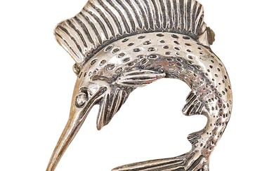 Sterling Silver Marlin Fish Pin Brooch