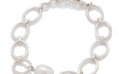 Sterling Silver and Freshwater Pearls, handmade Bracelet 18cm