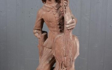 Stylish Carved Stone Garden Figure with Cello