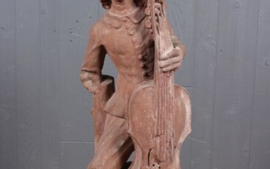 Stylish Carved Stone Garden Figure with Cello