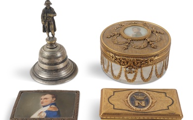 THREE PIECES OF NAPOLEONIC INTEREST TOGETHER WITH A NAPOLEON III GILT-METAL AND ENAMEL SNUFF BOX