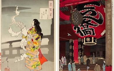 TSUKIOKA YOSHITOSHI, (1839–1892), TSUKI NO MONOGURI, FUMIHIROGE | SHIRO KASAMATSU, (1898–1991), MEIJI-SHOWA PERIOD, LATE 19TH-20TH CENTURY | ASAKUSA TEMPLE
