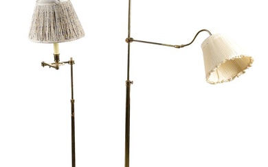 TWO SIMILAR BRASS STANDARD LAMPS, 20TH CENTURY