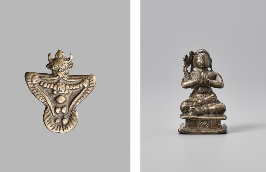 TWO SMALL INDIAN BRONZE FIGURES, 19TH CENTURY