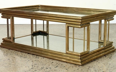 TWO TIER BRASS AND GLASS COFFEE TABLE C.1970