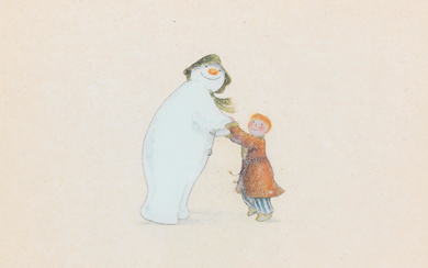 The Snowman: an original animation cel of the Snowman dancing with james