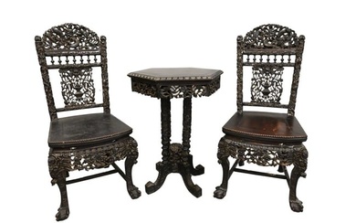 Three Piece Lot of Rosewood Chinese Furniture