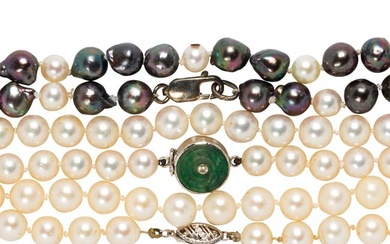 Three cultured pearl necklace