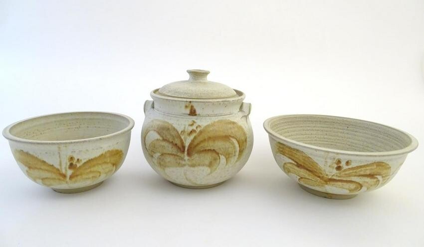 Three items of studio pottery by Ernest Bernard Jones