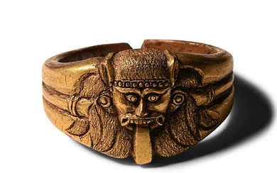 Tibetan Gilt Bronze Bracelet with Demon