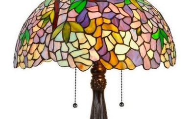 Tiffany Inspired Wisteria Design 2-light Table Lamp