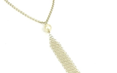 Tiffany TIFFANY&Co. Necklace mesh tassel pendant silver 925/pearl ladies r9616f
