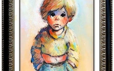 Tony Crosse Original Oil Painting On Canvas Hand Signed Child Illustration Art