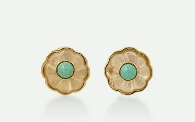 Tony Duquette, Turquoise and rock crystal earrings