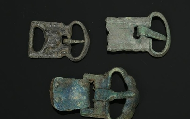 Trio of Viking or Medieval Bronze Buckles