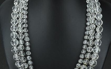 Triple Strand Crystal Beaded Necklace