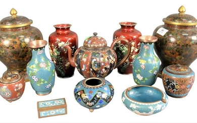 Twelve Piece Cloisonne Group, to include two pairs of