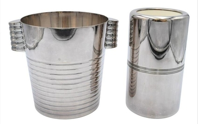 Two Christofle Silver Plated Ice Buckets, height 8
