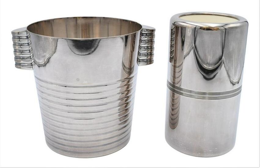 Two Christofle Silver Plated Ice Buckets, height 8