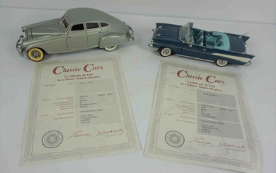 Two Danbury Mint Model Classic Cars, Comprising of a 1957 Chevrolet Blue Bel Air Covertable, And a