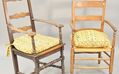Two chairs, Jacobean armchair with ladder back on
