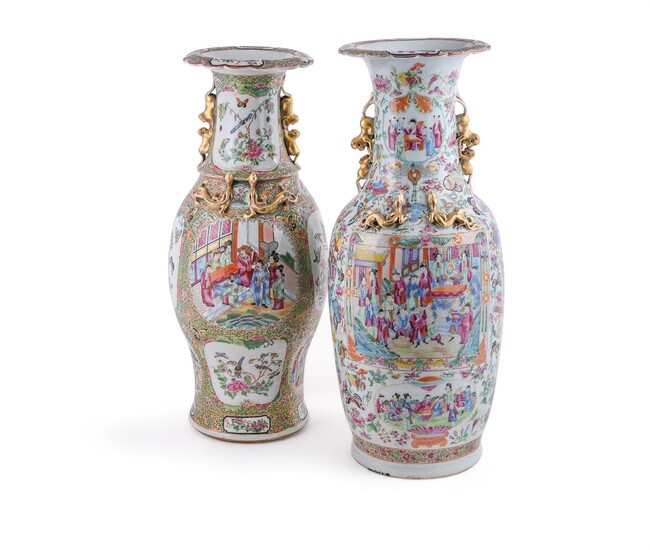 Two large Cantonese Famille Rose vases