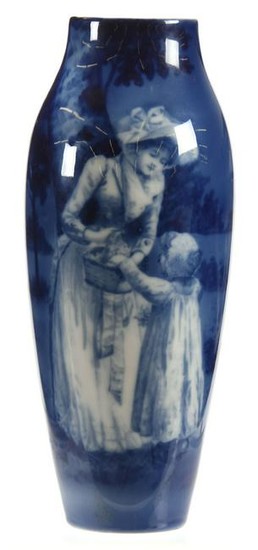 Vase, Unmarked Royal Doulton, Blue Children