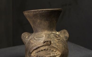 Vase représentant une tête de jaguar Terre…