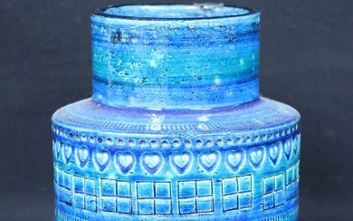 Vase vintage "Blue Rimini" par Bitossi pour Aldo Londi, Italie 1960. Haut 17,5 cm accidents...