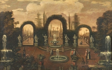 Veduta ideale di giardino, Scuola fiamminga del XVII secolo