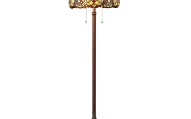 Victorian Style Stained Art Glass Floor Lamp