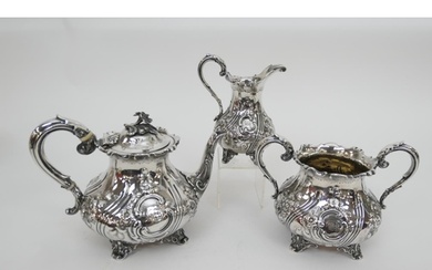 Victorian silver three piece tea service, maker probably Geo...