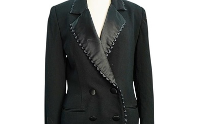 Vintage Christian Dior Black Wool 2-Pc Pants Suit