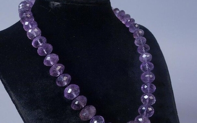 Vintage Faceted Amethyst Gemstone Bead Necklace