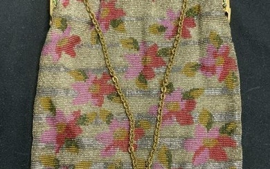 Vintage Floral Beaded Mesh Handbag